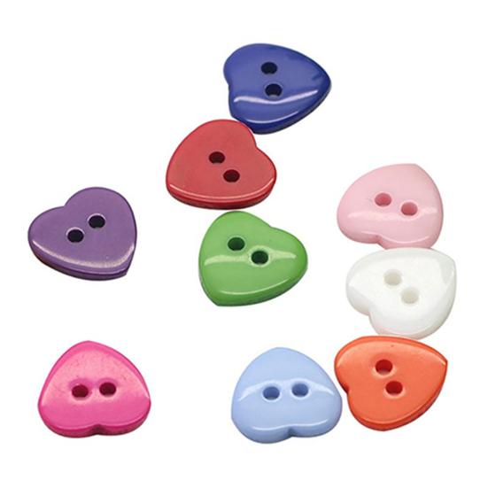 100PCs Heart Mixed Colors Resin Buttons Fit Sewing or Scrapbooking 10mm