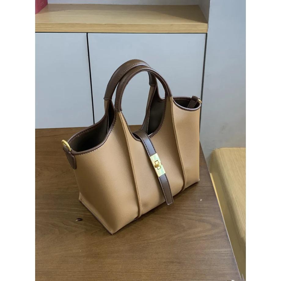 Women's Vegetable Basket Standard Cloth Bag Large Capacity Niche Design PU Sub-mother Bucket Bag