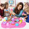 Sand Play Toy Set for Kids, Sand and Clay, Storage Box, Sandbox for Indoor and Outdoor Use, Pink Series, Ice Cream, DIY Model Making, Clay, Girls,