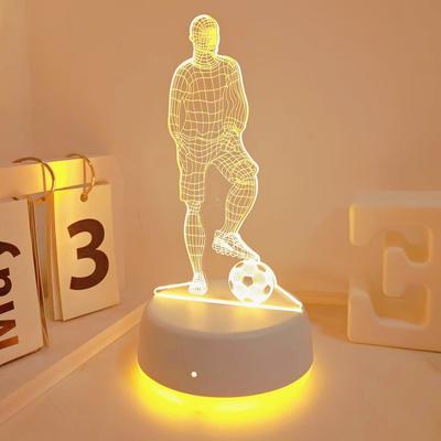Piłkarz 3D lampka nocna, biurkowa zasilana przez USB, lampka dekoracyjna do sypialni, lampka dekoracyjna do pokoju