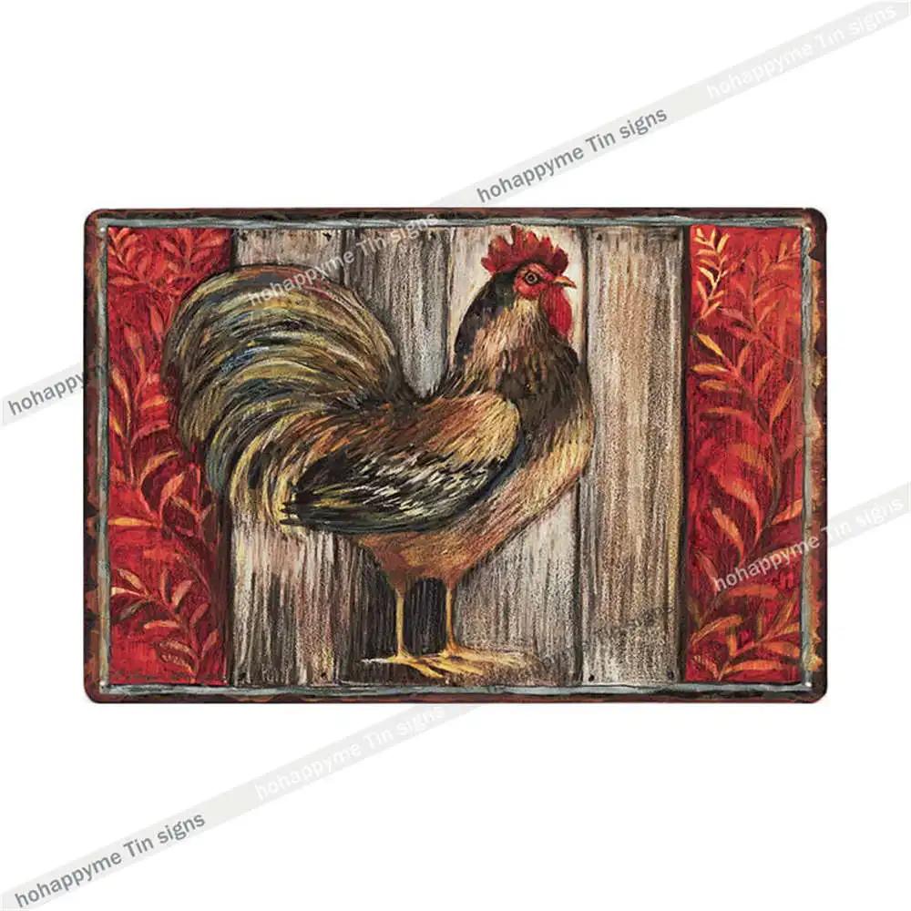 Welcome To The Funny Farm Metal Plate Tin Sign Rooster Decorative Chicken Coop Farmhouse Wall Art Iron Poster Home Decor 20x30cm