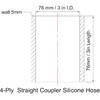 3in ID Straight Silicone Hose Coupler with Hose Clamps, 3 Inch (76mm) Silicone C