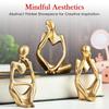 Set of 3 Gold Abstract Thinker Men Statue Set - Modern Art Showpieces for Home Decor, Living Room, Bedroom,Office