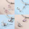 Original Copper Pink Love Dog Ballet Girl Star Four-Leaf Clover Bead Fit Women Bracelet Diy Valentine Gift Jewelry