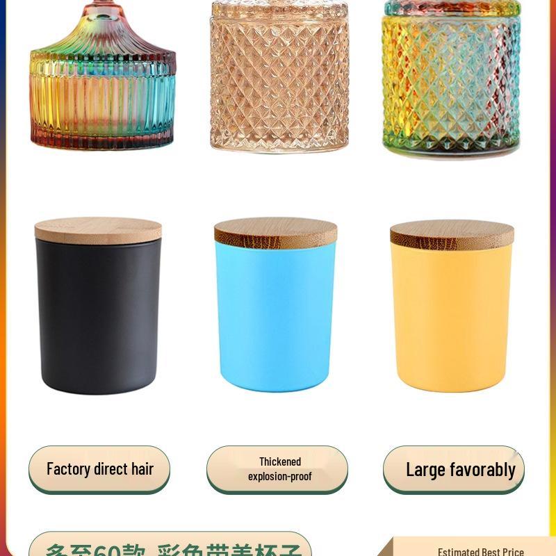 Mongolian Yurt Glass Candle Cup with Lid – DIY Scented Soy Wax Container Candlestick