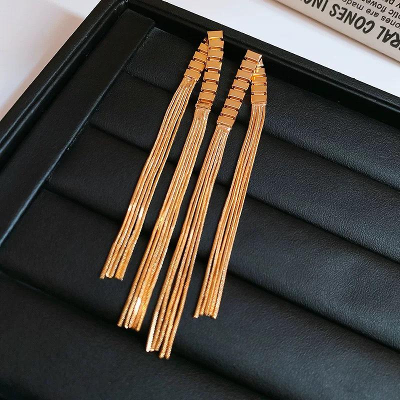 2025 Elegant Long Tassel Statement Earrings - European  American High-End Design