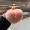 [Cute Little Love] Real Rex Rabbit Hair Heart-shaped Car Keychain Pendant Ins Hair Pom-pom Book Bag Pendant