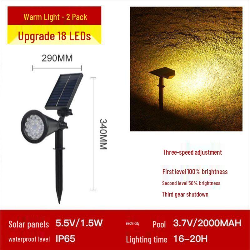 Waterproof Solar Spotlight for Garden Landscape - Super Bright Outdoor Lawn and Tree Light with Ground Plug