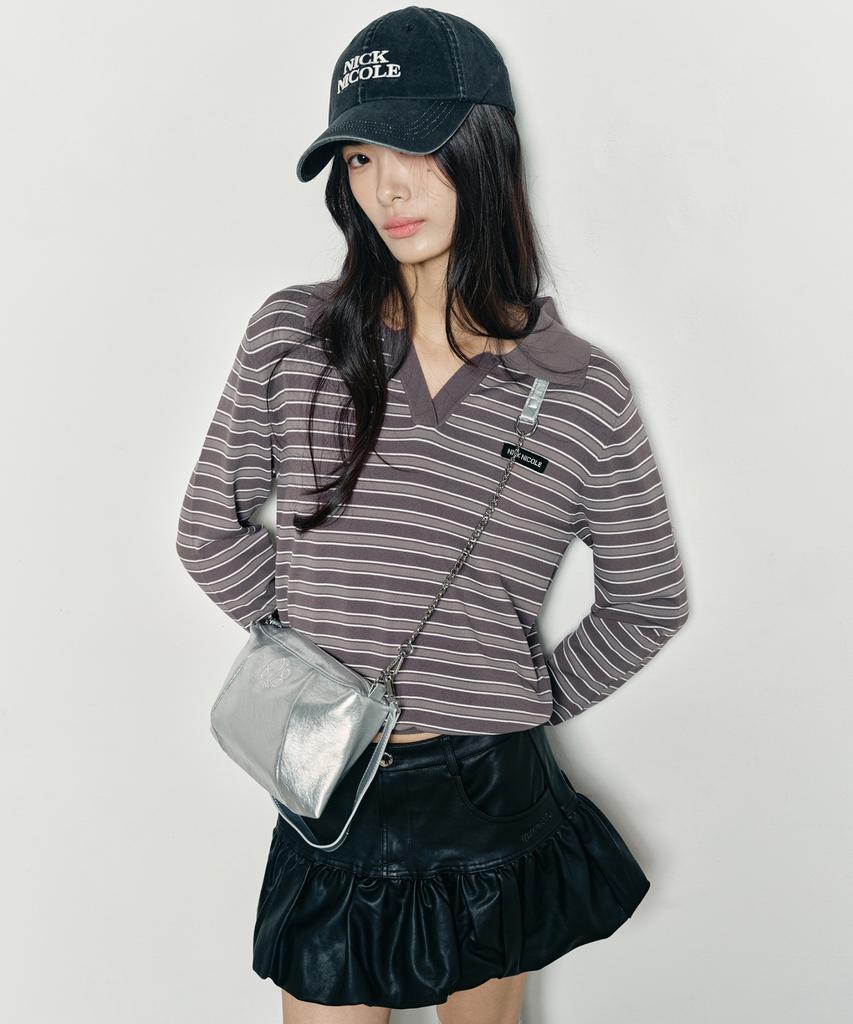 NickNicole Nicole Square Shoulder Mini Chain BagSilver