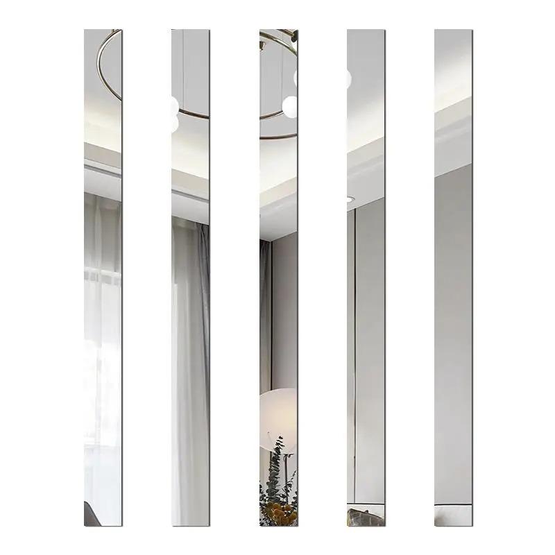 

6Pcs 1m Mirror Decor Stickers Self-adhesive Acrylic Art Wall Tile Ceiling Edge 3D Strip Decoration TV Background Wall Sticker 1mx1cm серебряный