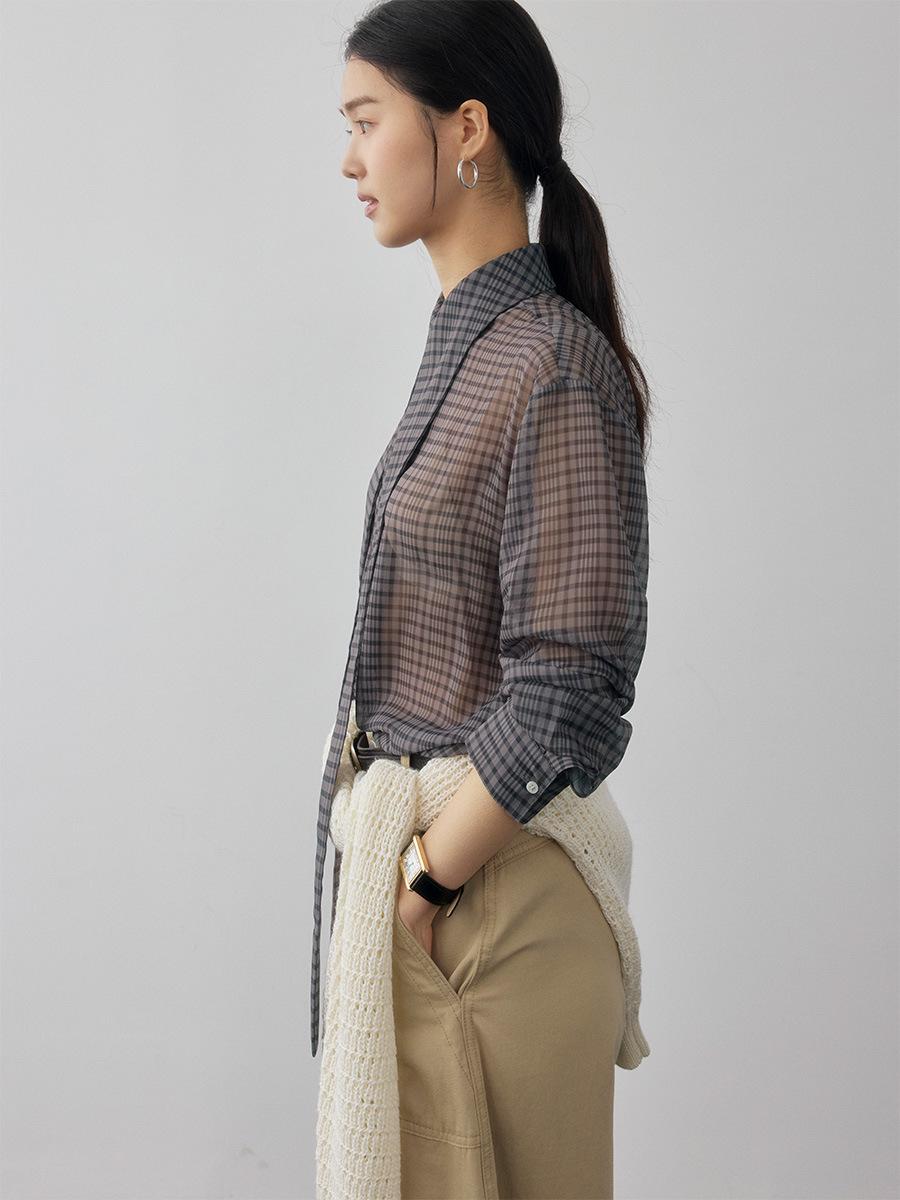 Shi Jian Magic Breathable Lightweight Bow Shirt - 2026 Spring Layering Collection One Size