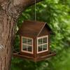Pet Supplies Hanging Bird Feeder Large Capacity Windproof Bird Food Bowl Metal House Shape Parrot Feeding Station Backyard