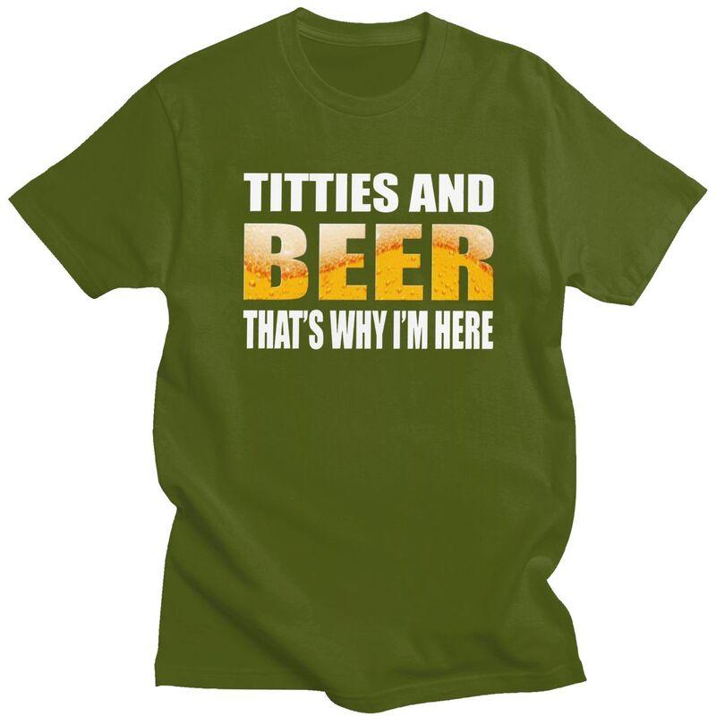 Custom Titties And Beer Tshirts for Men Short Sleeves Leisure T Shirt Fashion Tshirts Loose Fit 100 Cotton Tees Gift