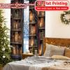 Set Of 2 Flat Printing Enchanted Bibliotheque Print Popular Curtains Prints Thermal Insulation Room Curtain With Semi Sheer Polyester