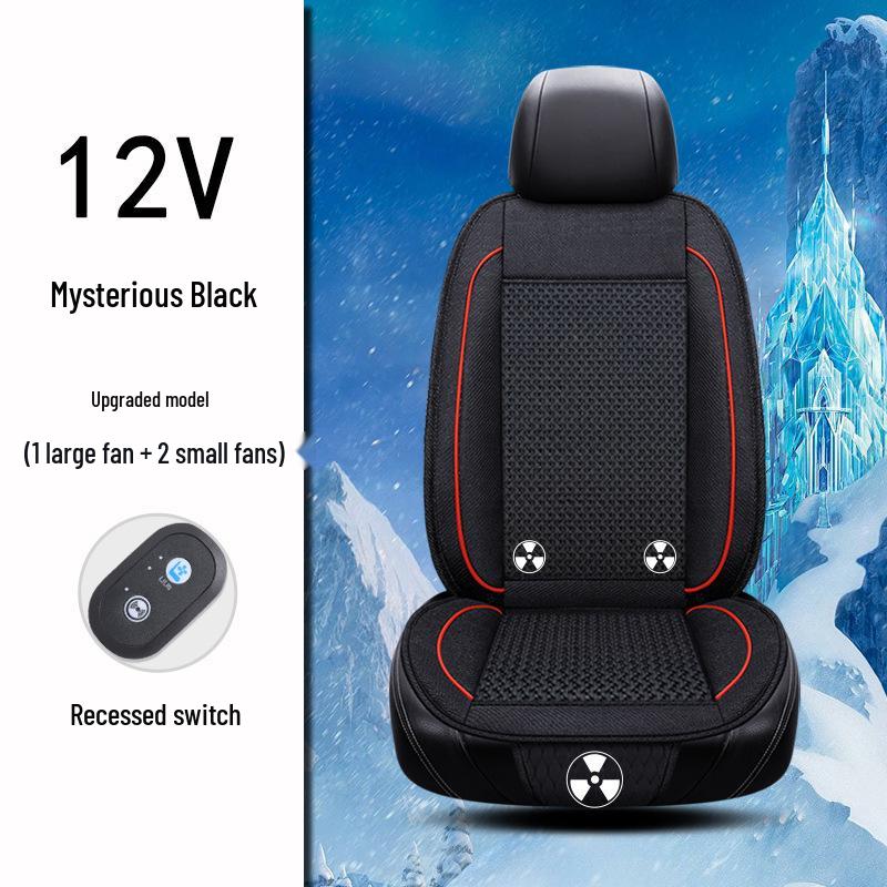 Cooling Car Seat Cushion with Fan - 12V/24V, Breathable, Single Piece