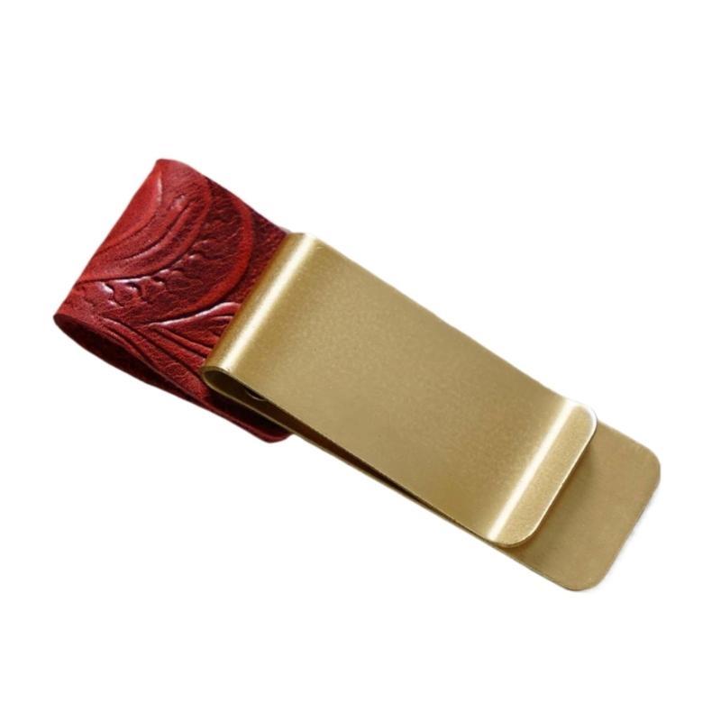W89C Leather Pen Holder with Clip Notebook Pen Holder Leather Pen Sleeve for Journal