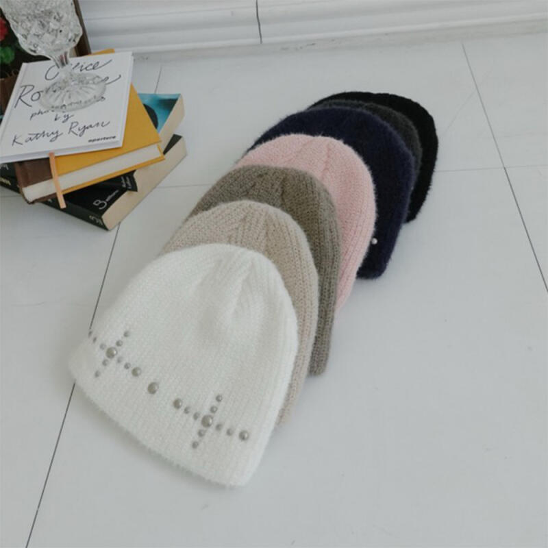 Women s Daily 7-Color Studded Bone Beanie Navy