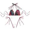 2025 European & American Women's Print Sexy Backless Double Tie Bikini Swimsuit