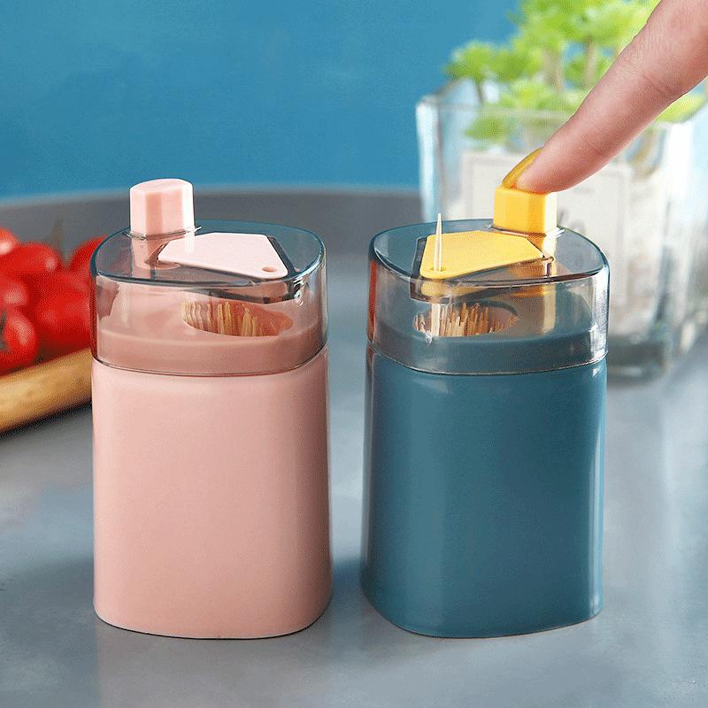 Automatic Toothpick Holder Dispenser Creative Press Type Portable Toothpick Box for Home Kitchen Dining Table
