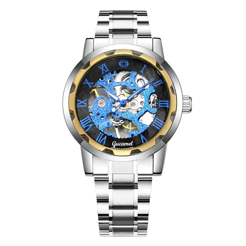 Top Brand New Fashion Watch Steel Band Hollow Gold Manual Mechanical Waterproof Luminous Watch