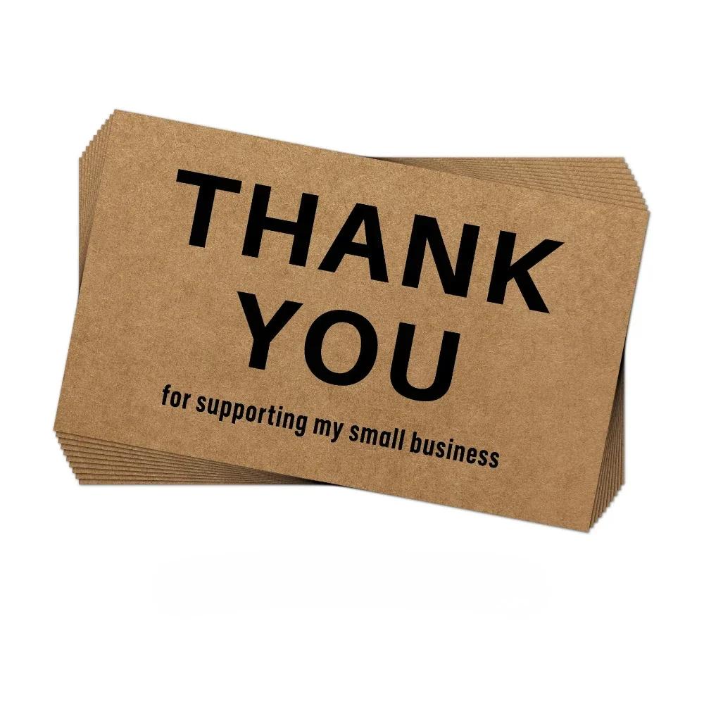 50 Pcs/set "Thank You" Greeting Cards 90*54mm Rectangular Thick Kraft Paper Cards Festival Gift Cards
