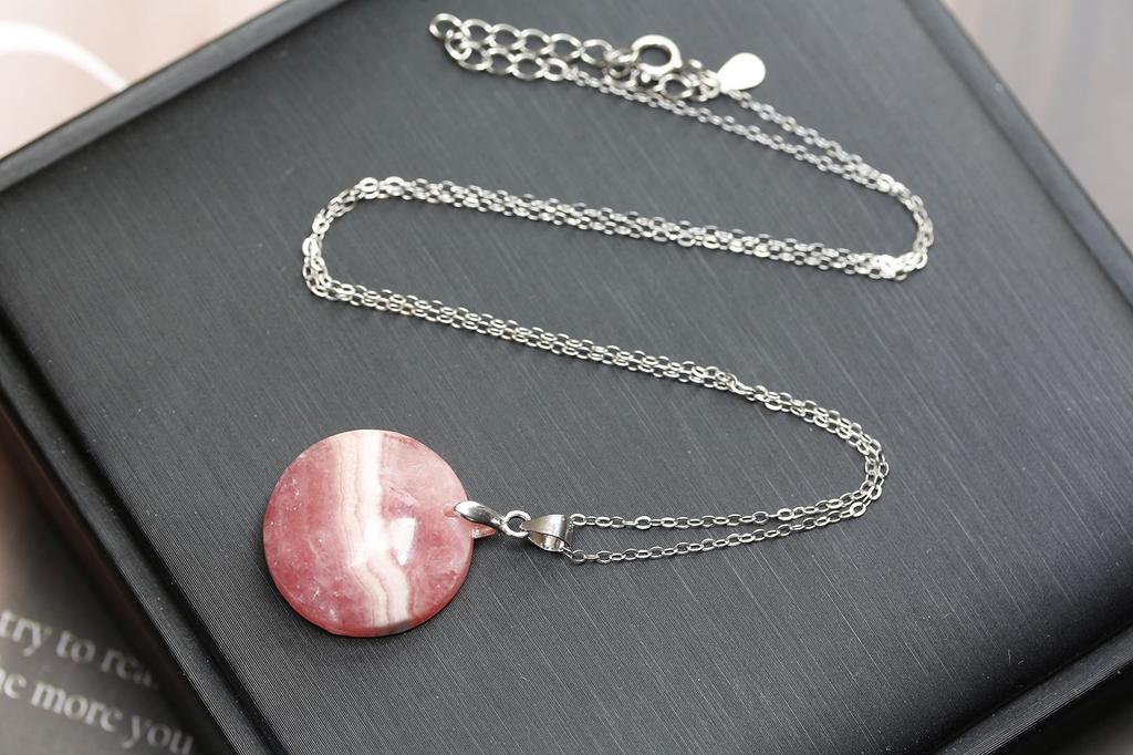 KOUOKU Old Inca Rose Pendant Necklace K18 Gold Plated Silver S925 Engraved Ring Metal Allergy Friendly Natural Stone Power Stone [K Memories]