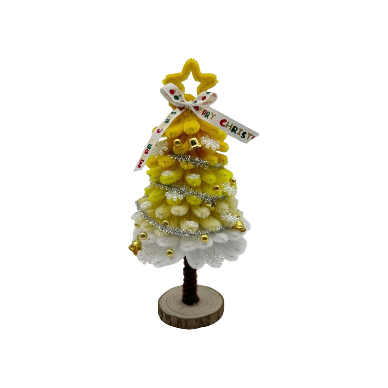 

Christmas Tree Finished Product Christmas Stick Handmade DIY Finished Desktop Christmas Tree Decoration One Size жёлтый