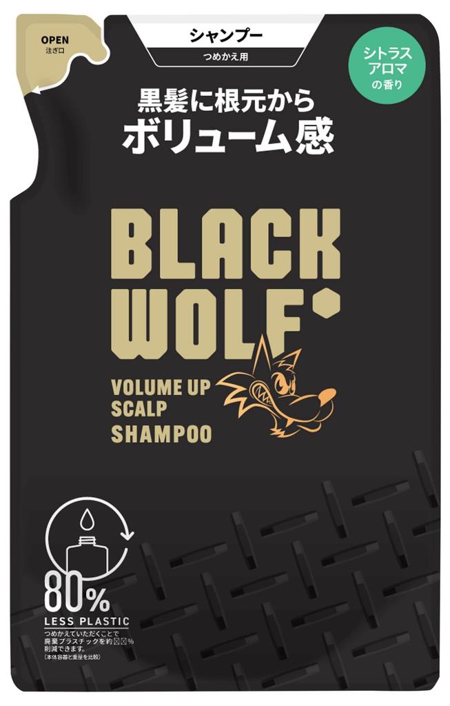 BLACK WOLF Volume Up Scalp Shampoo Taisho Pharmaceutical Adds volume to black hair from the roots Dense lather removes scalp oil Citrus aroma Refill,