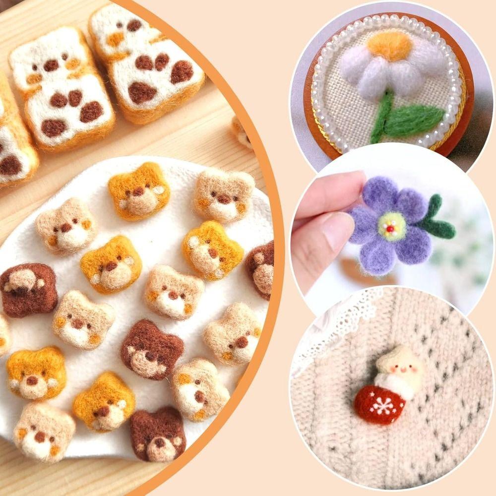 34Pcs/Set Wooden Handle Wool Felting Needle Tools Wool Felting Needles Kit  Doll Making Tools