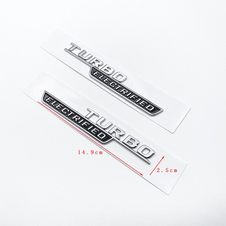 

Chrome Black TURBO ELECTRIFIED Underline Badge Emblem For C43 Series Car Trunk Logo Decals Sticker TURBO ELECTRIFIED