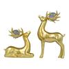 2Pcs Wealth Deer Ornament The Deer of Fortune Figurine Resin Modern Artistic Tabletop Deer Statue Gift for Birthday Housewarming