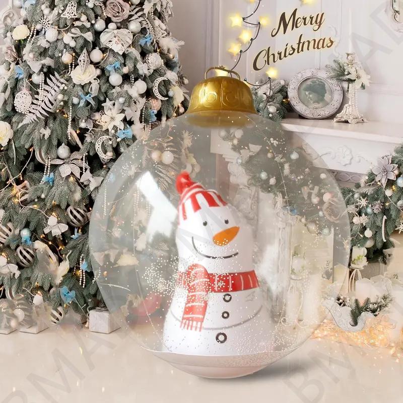 60cm Transparent Giant Balloon Inflatable Christmas Ball with Lights PVC Inflatable Decorated Ball Christmas Ornaments