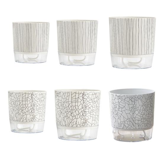 Blumentopf mit Drainagelöchern Wassereinfüllöffnung Automatischer Selbstbewässerung Hydroponischer Blumentopf Transparenter Sockel Pflanztopf Heim- Bürodekoration