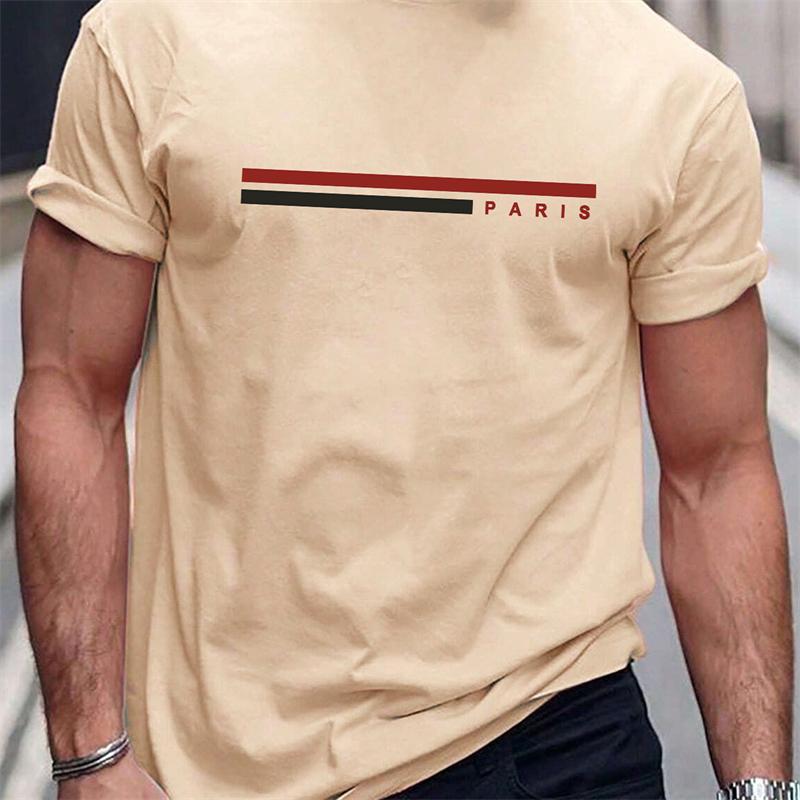 Simple Fashion Striped Letters Pattern T Shirts For Men Summer Trend Short Sleeve 3D Printed Tshirts Loose Streetwear Tees Tops