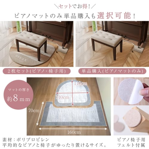 NEXARA Piano Soundproofing Mat [Supervised by a Piano Instructor] [Fully Washable] Digital Piano Soundproofing Mat, Floor Mat, Vibration Absorbing, Ke