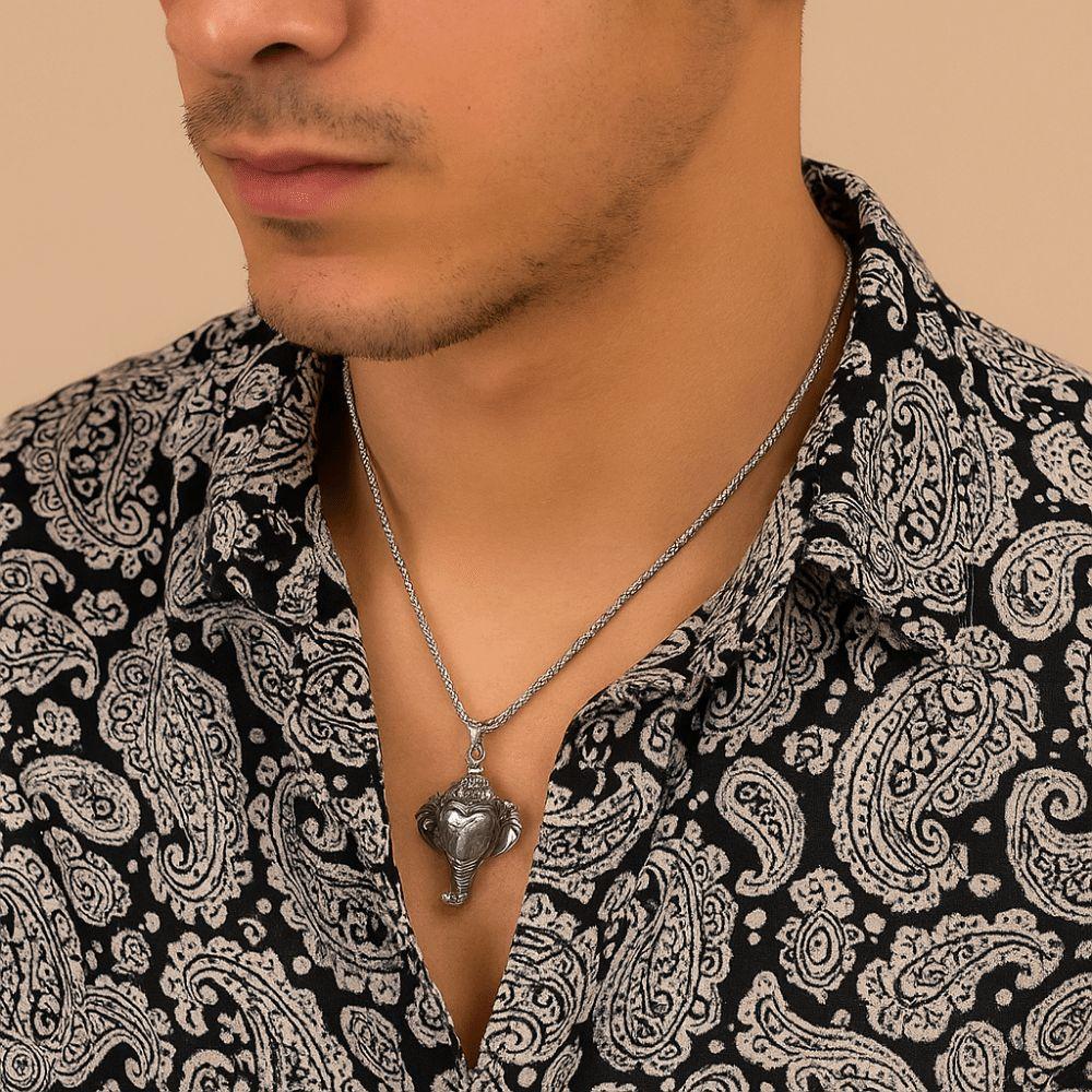 Rock Pendant with Chain Gothic Hip Hop Collarbone Necklace Punk Elephant Necklace  Party Jewelry