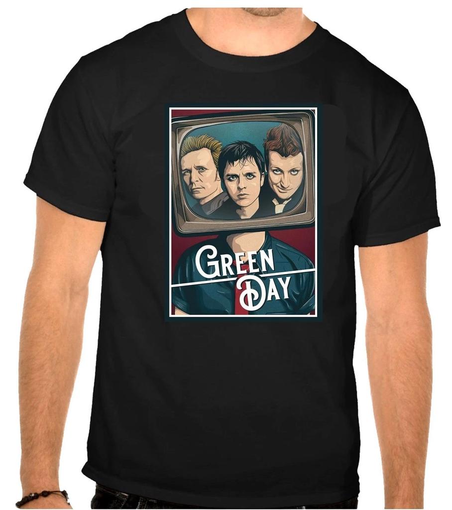 Green Day Greenday Rockmusik Logo Schwarzes T-Shirt -1290-