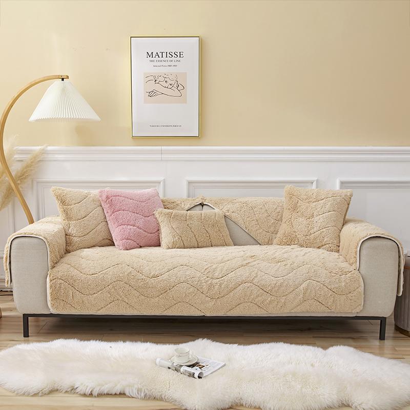 Simple Nordic Thickened Plush Sofa Cushion Household Living Room Anti -Skid Sofa Cover Winter Warm Cushion