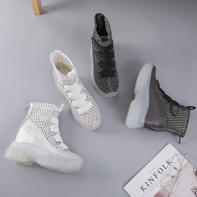 Thick Soled Short Boots, Children's New Breathable Thin Style, Inner Height Increasing Shoes, Mesh Boots, Hollowed Out Cool Boots