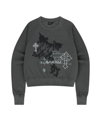 AAKAM Cross Studded Sweatshirts (Dark Gray)