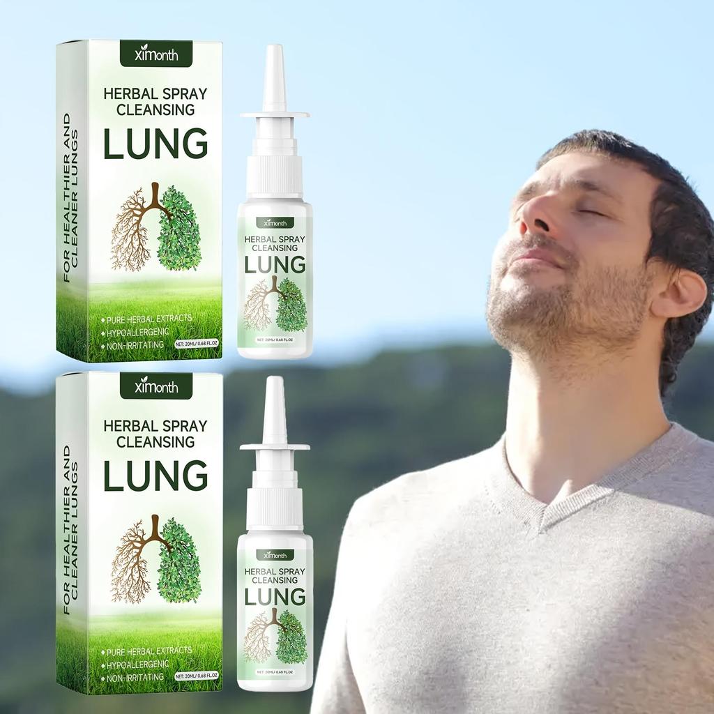 Ximonth Spray do Oczyszczania Płuc Naturalny Ekstrakt Roślinny Nawilżający Układ Oddechowy Łagodny Oczyszczający Płuca Długotrwała Pielęgnacja Ziołowy Spray do Oczyszczania Płuc