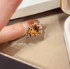 Elegant Champagne High Carbon Diamond Ring with 3-Carat Morganite and Moissanite for Women