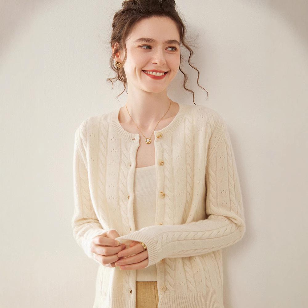 Women's Cashmere Single-Breasted Knit Cardigan - Autumn Winter Style, Versatile and Elegant Sweater Coat