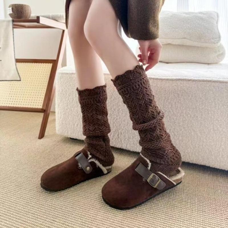 Black Fungus Edge Mid-calf Pile Socks To Shape Legs, Sweet Heart-shaped Socks for Women, Solid Color, Slimming, Breathable and Versatile Socks