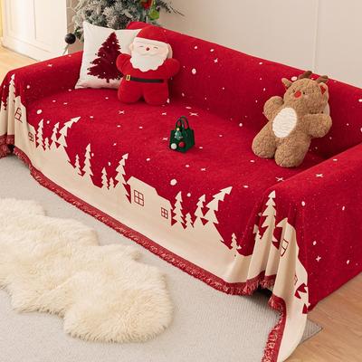 New Christmas Atmosphere Sofa Cover Cloth One Piece Red Festive Sofa Towel New Year Style Autumn and Winter Style Skin Friendly