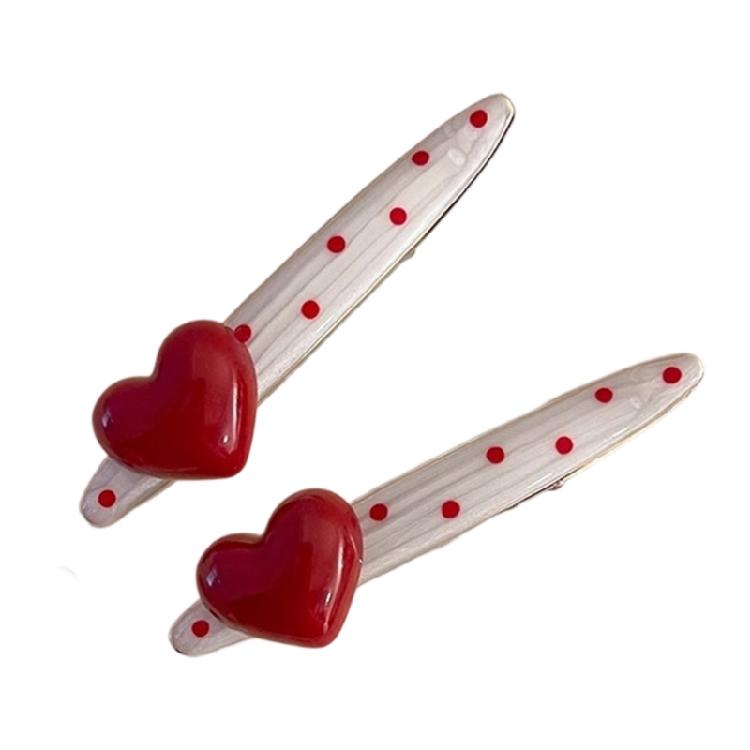 Retro Inspired Polkas Dot Heart Hair Accessory Metal Hair Clip Durability Construction Hairpin For Long Lasting Wear