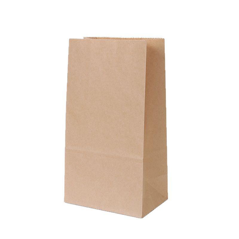 Striped Polka Dot Kraft Paper Bag with Square Bottom for Hamburger, Pastry, Takeout, and Gift Packaging.