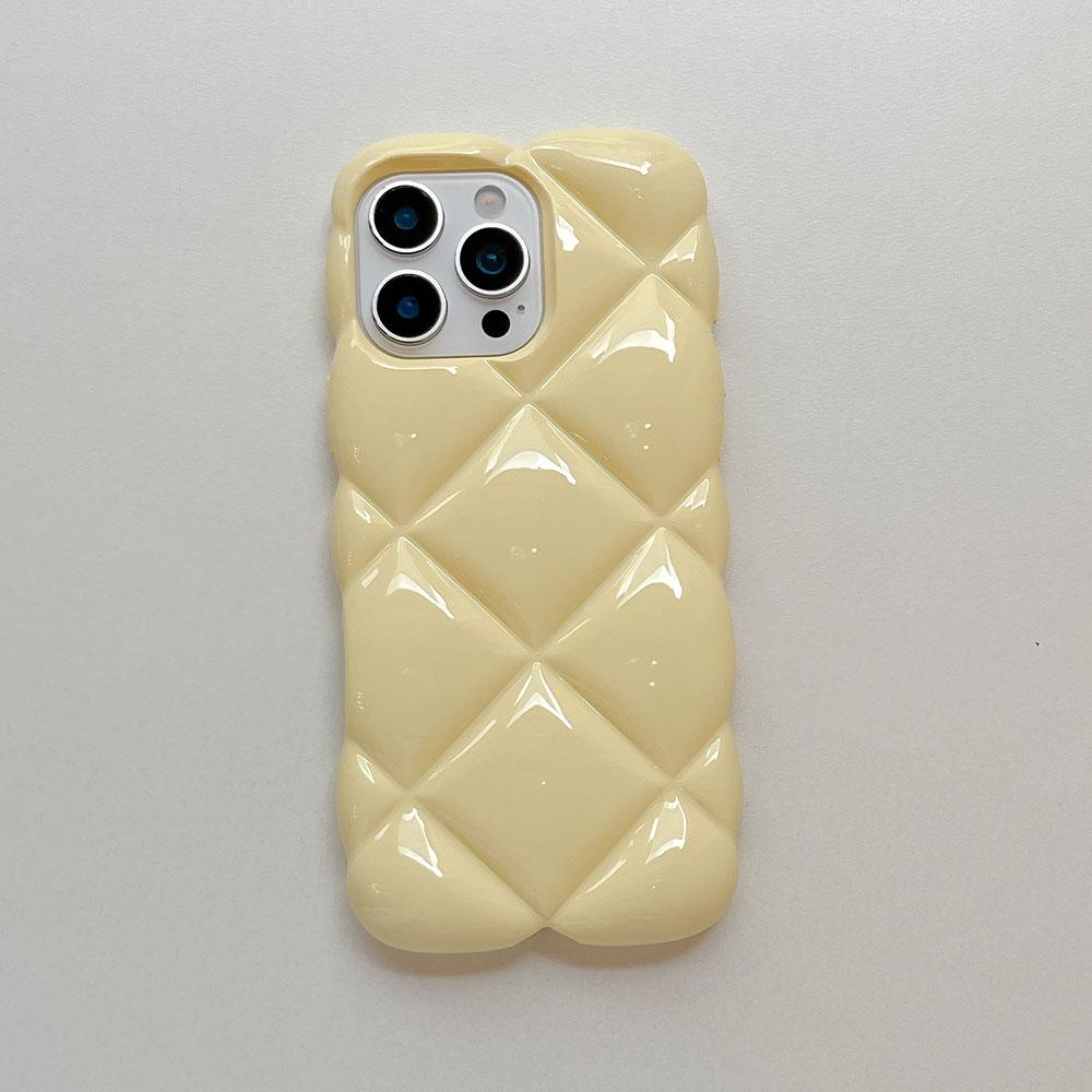 

Solid Color 3D Diamond Pattern Phone Case For iPhone 17 16 15 14 13 12 11 Pro Max Soft Shockproof Silicone Cover Girls iPhone Air