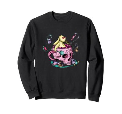 Arte de peluche de calavera rosa y conejo. Camisa de entrenamiento