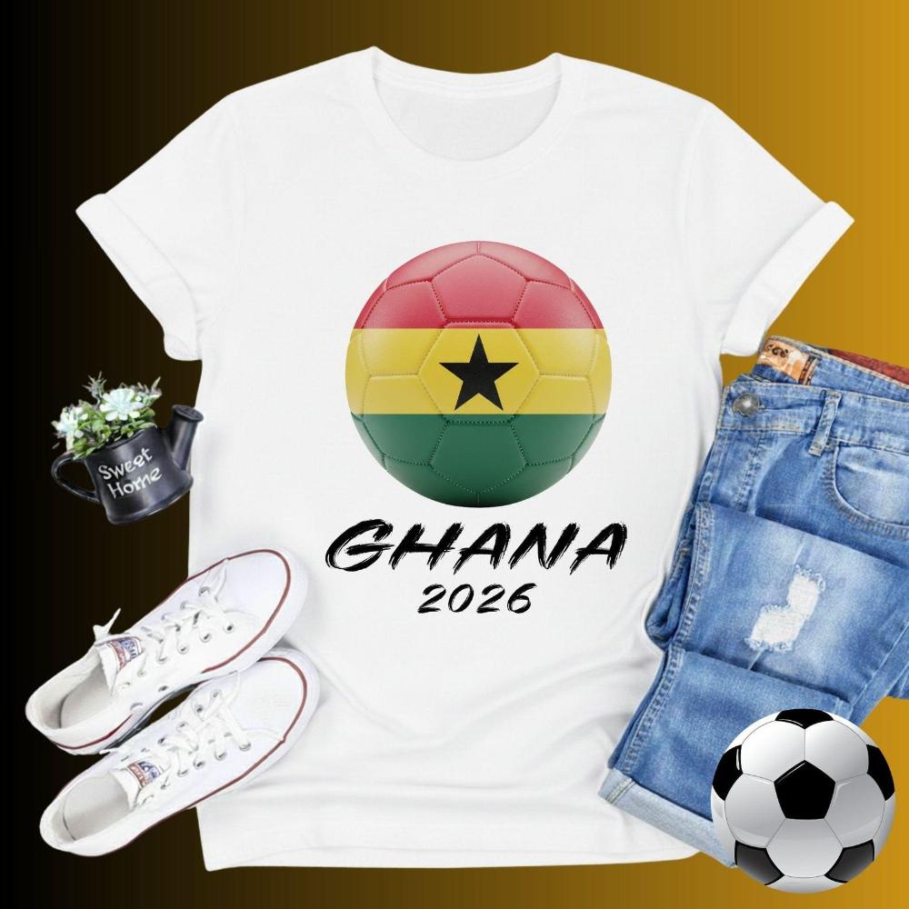 Patriotisches Ghana 2026 Grafik-T-Shirt Ghanaianischer Sportfan-Tee Fußball-Partyartikel Kleidung Herren Damen Sommer Freizeit Baumwoll-Oberteile